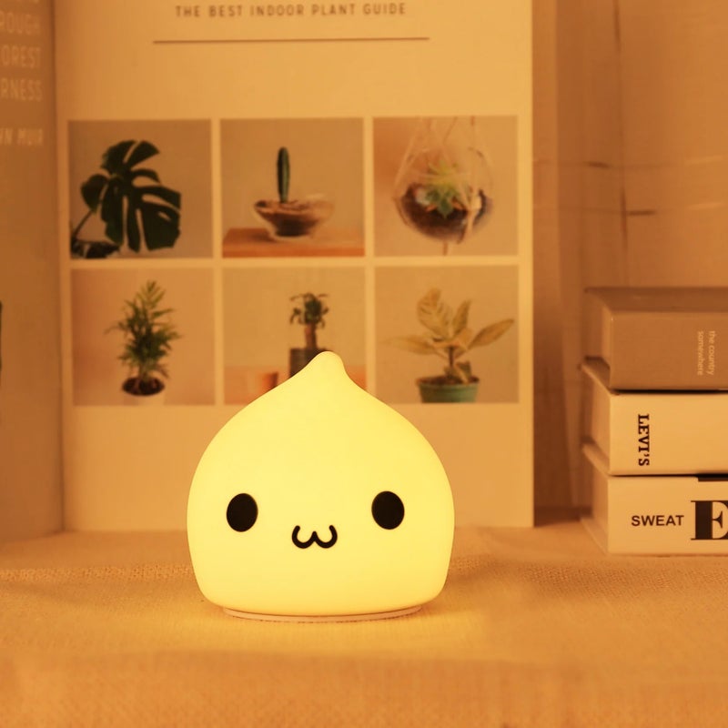Bluejw Kawaii Dumpling Night Light - Kids Lamp Waterdrop Silicone Nursery Light Battery Powered Animal Night Lights for Baby Toddler Teen Bedrooms - Image 3